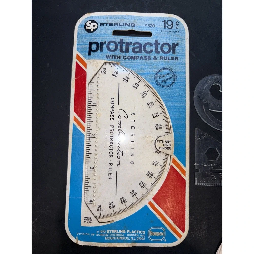 Vintage Drafting Tool Lot Sterling Protractor Geometry Ruler Template 72' Borden